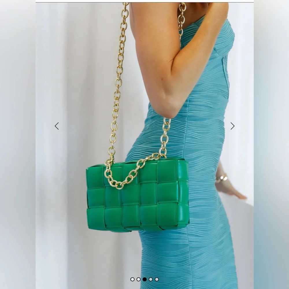 Green Woven Leather Shoulder Bag - Picture 12 of 14